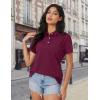 imageMAGCOMSEN Womens Polo Shirts Cotton Short Sleeve Shirt 3 Buttons Collared Shirts Summer Casual Wicking Golf TopsWine Red