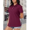 imageMAGCOMSEN Womens Polo Shirts Cotton Short Sleeve Shirt 3 Buttons Collared Shirts Summer Casual Wicking Golf TopsWine Red