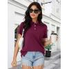 imageMAGCOMSEN Womens Polo Shirts Cotton Short Sleeve Shirt 3 Buttons Collared Shirts Summer Casual Wicking Golf TopsWine Red