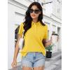 imageMAGCOMSEN Womens Polo Shirts Cotton Short Sleeve Shirt 3 Buttons Collared Shirts Summer Casual Wicking Golf TopsYellow