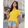 imageMAGCOMSEN Womens Polo Shirts Cotton Short Sleeve Shirt 3 Buttons Collared Shirts Summer Casual Wicking Golf TopsYellow