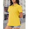 imageMAGCOMSEN Womens Polo Shirts Cotton Short Sleeve Shirt 3 Buttons Collared Shirts Summer Casual Wicking Golf TopsYellow