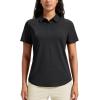 imageMAGCOMSEN Womens Polo Shirts Short Sleeve UPF 50 Golf Collared Shirt for Work Quick Dry Tennis Top Moisture WickBlack