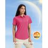 imageMAGCOMSEN Womens Polo Shirts Short Sleeve UPF 50 Golf Collared Shirt for Work Quick Dry Tennis Top Moisture WickHot Pink