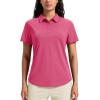 imageMAGCOMSEN Womens Polo Shirts Short Sleeve UPF 50 Golf Collared Shirt for Work Quick Dry Tennis Top Moisture WickHot Pink