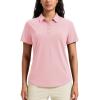 imageMAGCOMSEN Womens Polo Shirts Short Sleeve UPF 50 Golf Collared Shirt for Work Quick Dry Tennis Top Moisture WickLight Pink