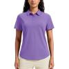 imageMAGCOMSEN Womens Polo Shirts Short Sleeve UPF 50 Golf Collared Shirt for Work Quick Dry Tennis Top Moisture WickLight Purple