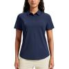 imageMAGCOMSEN Womens Polo Shirts Short Sleeve UPF 50 Golf Collared Shirt for Work Quick Dry Tennis Top Moisture WickNavy