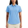 imageMAGCOMSEN Womens Polo Shirts Short Sleeve UPF 50 Golf Collared Shirt for Work Quick Dry Tennis Top Moisture WickSky Blue