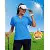 imageMAGCOMSEN Womens Polo Shirts Short Sleeve UPF 50 Sun Protection Golf Shirt V Neck Collared Tops Dry FitAzure