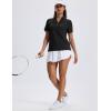 imageMAGCOMSEN Womens Polo Shirts Short Sleeve UPF 50 Sun Protection Golf Shirt V Neck Collared Tops Dry FitBlack