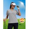imageMAGCOMSEN Womens Polo Shirts Short Sleeve UPF 50 Sun Protection Golf Shirt V Neck Collared Tops Dry FitLight Grey
