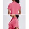 imageMAGCOMSEN Womens Polo Shirts Short Sleeve UPF 50 Sun Protection Golf Shirt V Neck Collared Tops Dry FitRose Red