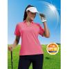 imageMAGCOMSEN Womens Polo Shirts Short Sleeve UPF 50 Sun Protection Golf Shirt V Neck Collared Tops Dry FitRose Red
