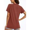imageMAGCOMSEN Womens Polo Shirts V Neck UPF 50 Short Sleeve T Shirts Collarless Sun Protection Quick Dry Golf Tennis TopsDark Orange