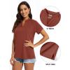 imageMAGCOMSEN Womens Polo Shirts V Neck UPF 50 Short Sleeve T Shirts Collarless Sun Protection Quick Dry Golf Tennis TopsDark Orange