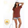 imageMAGCOMSEN Womens Polo Shirts V Neck UPF 50 Short Sleeve T Shirts Collarless Sun Protection Quick Dry Golf Tennis TopsDark Orange