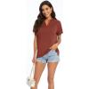 imageMAGCOMSEN Womens Polo Shirts V Neck UPF 50 Short Sleeve T Shirts Collarless Sun Protection Quick Dry Golf Tennis TopsDark Orange