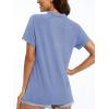 imageMAGCOMSEN Womens Polo Shirts V Neck UPF 50 Short Sleeve T Shirts Collarless Sun Protection Quick Dry Golf Tennis TopsLight Blue