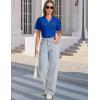 imageMAGCOMSEN Womens Polo Shirts VNeck Short Sleeve UPF 50 Sun Protection Collared Golf Shirt Work Summer TopsColorblue