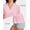 imageMAGCOMSEN Womens Polo Shirts VNeck Short Sleeve UPF 50 Sun Protection Collared Golf Shirt Work Summer TopsLightpink