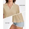 imageMAGCOMSEN Womens Polo Shirts VNeck Short Sleeve UPF 50 Sun Protection Collared Golf Shirt Work Summer TopsLtkhaki