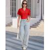 imageMAGCOMSEN Womens Polo Shirts VNeck Short Sleeve UPF 50 Sun Protection Collared Golf Shirt Work Summer TopsTruered