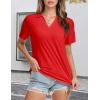 imageMAGCOMSEN Womens Polo Shirts VNeck Short Sleeve UPF 50 Sun Protection Collared Golf Shirt Work Summer TopsTruered