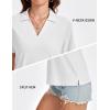 imageMAGCOMSEN Womens Polo Shirts VNeck Short Sleeve UPF 50 Sun Protection Collared Golf Shirt Work Summer TopsWhite