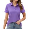 imageMAGCOMSEN Womens Polo Shirts Short Sleeve UPF 50 Golf Collared Shirt for Work Quick Dry Tennis Top Moisture WickLight Purple