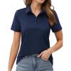 imageMAGCOMSEN Womens Polo Shirts Short Sleeve UPF 50 Golf Collared Shirt for Work Quick Dry Tennis Top Moisture WickNavy