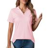 imageMAGCOMSEN Womens Polo Shirts VNeck Short Sleeve UPF 50 Sun Protection Collared Golf Shirt Work Summer TopsLightpink