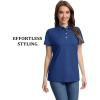 imageMAGCOMSEN Womens Polo Shirts UPF 50 Sun Protection 4 Buttons Casual Work Quick Dry Short Sleeve Collared Golf ShirtDark Blue
