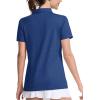 imageMAGCOMSEN Womens Polo Shirts UPF 50 Sun Protection 4 Buttons Casual Work Quick Dry Short Sleeve Collared Golf ShirtDark Blue