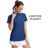 imageMAGCOMSEN Womens Polo Shirts UPF 50 Sun Protection 4 Buttons Casual Work Quick Dry Short Sleeve Collared Golf ShirtDark Blue
