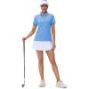 imageMAGCOMSEN Womens Polo Shirts UPF 50 Sun Protection 4 Buttons Casual Work Quick Dry Short Sleeve Collared Golf ShirtFalls Blue