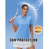 imageMAGCOMSEN Womens Polo Shirts UPF 50 Sun Protection 4 Buttons Casual Work Quick Dry Short Sleeve Collared Golf ShirtFalls Blue