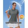 imageMAGCOMSEN Womens Polo Shirts UPF 50 Sun Protection 4 Buttons Casual Work Quick Dry Short Sleeve Collared Golf ShirtGrey