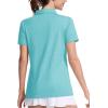 imageMAGCOMSEN Womens Polo Shirts UPF 50 Sun Protection 4 Buttons Casual Work Quick Dry Short Sleeve Collared Golf ShirtLight Green