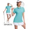 imageMAGCOMSEN Womens Polo Shirts UPF 50 Sun Protection 4 Buttons Casual Work Quick Dry Short Sleeve Collared Golf ShirtLight Green
