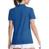 imageMAGCOMSEN Womens Polo Shirts UPF 50 Sun Protection 4 Buttons Casual Work Quick Dry Short Sleeve Collared Golf ShirtMedium Blue