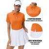 imageMAGCOMSEN Womens Polo Shirts UPF 50 Sun Protection 4 Buttons Casual Work Quick Dry Short Sleeve Collared Golf ShirtOrange