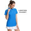 imageMAGCOMSEN Womens Polo Shirts UPF 50 Sun Protection 4 Buttons Casual Work Quick Dry Short Sleeve Collared Golf ShirtSea Blue