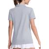 imageMAGCOMSEN Womens Polo Shirts UPF 50 Sun Protection 4 Buttons Casual Work Quick Dry Short Sleeve Collared Golf ShirtSilver