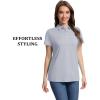imageMAGCOMSEN Womens Polo Shirts UPF 50 Sun Protection 4 Buttons Casual Work Quick Dry Short Sleeve Collared Golf ShirtSilver