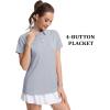 imageMAGCOMSEN Womens Polo Shirts UPF 50 Sun Protection 4 Buttons Casual Work Quick Dry Short Sleeve Collared Golf ShirtSilver