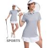 imageMAGCOMSEN Womens Polo Shirts UPF 50 Sun Protection 4 Buttons Casual Work Quick Dry Short Sleeve Collared Golf ShirtSilver