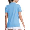 imageMAGCOMSEN Womens Polo Shirts UPF 50 Sun Protection 4 Buttons Casual Work Quick Dry Short Sleeve Collared Golf ShirtSky Blue
