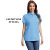 imageMAGCOMSEN Womens Polo Shirts UPF 50 Sun Protection 4 Buttons Casual Work Quick Dry Short Sleeve Collared Golf ShirtSky Blue