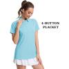 imageMAGCOMSEN Womens Polo Shirts UPF 50 Sun Protection 4 Buttons Casual Work Quick Dry Short Sleeve Collared Golf ShirtWater Blue